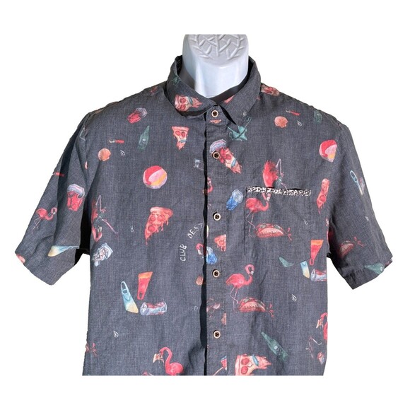 VOLCOM Men's Short Sleeve Modern Fit Large Gray Shirt Club Destroy - Picture 2 of 5